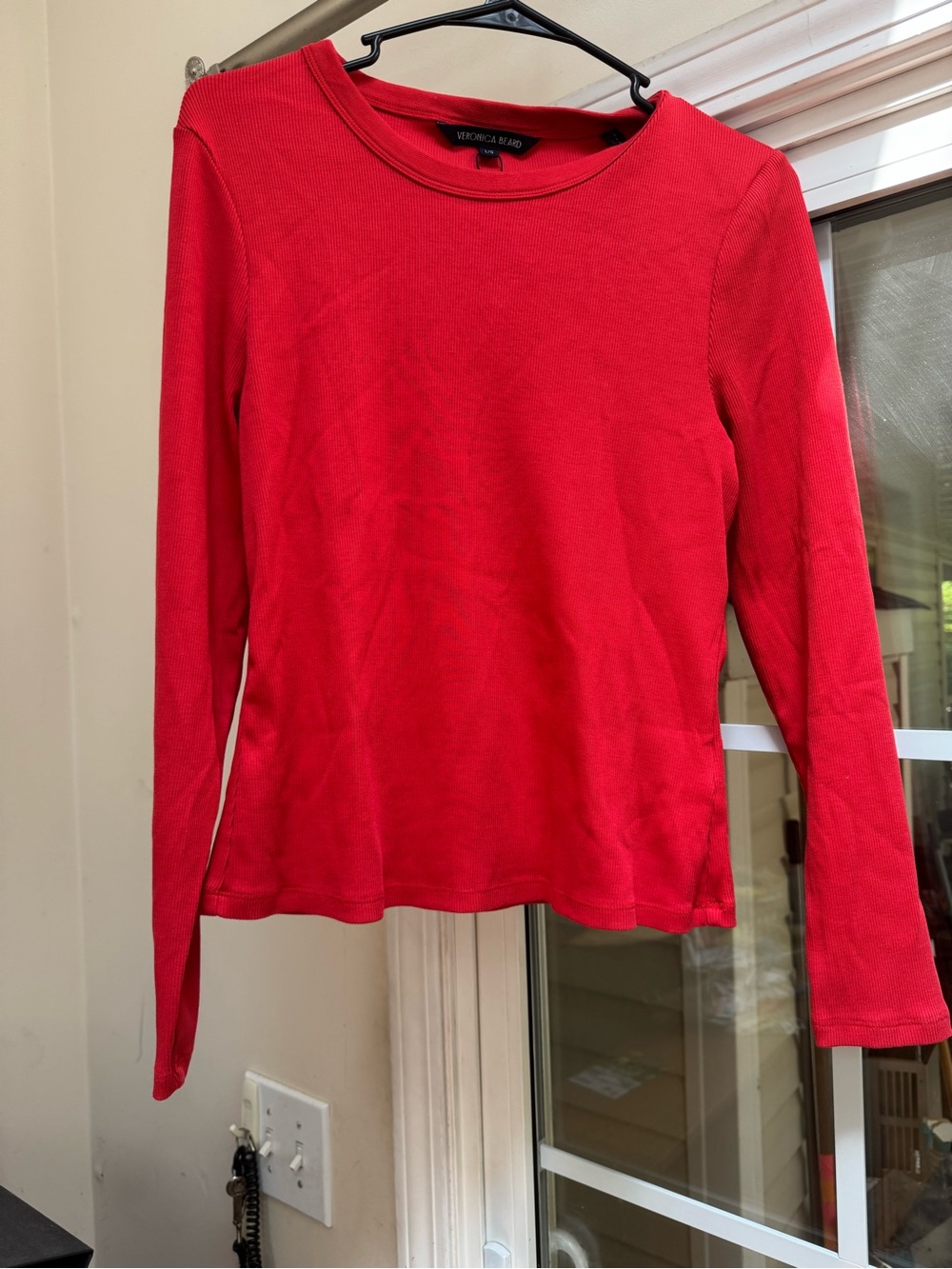 Veronica Beard Pruitt Poppy red long sleeve tee
